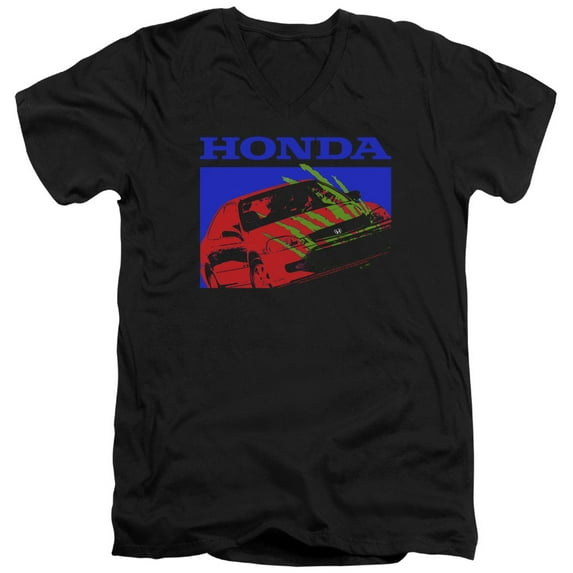 Honda Civic Bold S/S Adult V-Neck T-Shirt 30/1 T-Shirt Black