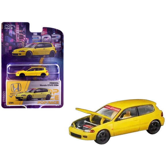 Honda Civic EG6 RHD (Right Hand Drive) Yellow "Vancouver 2026 Event Edition" 1/64 Die Cast Model Car by Pop Race