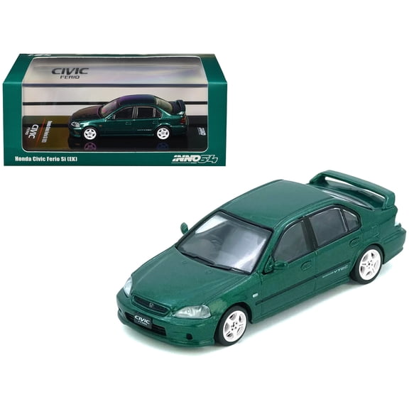 Honda Civic Ferio Si (EK) RHD (Right Hand Drive) Green Metallic 1/64 Diecast Model Car by Inno Models