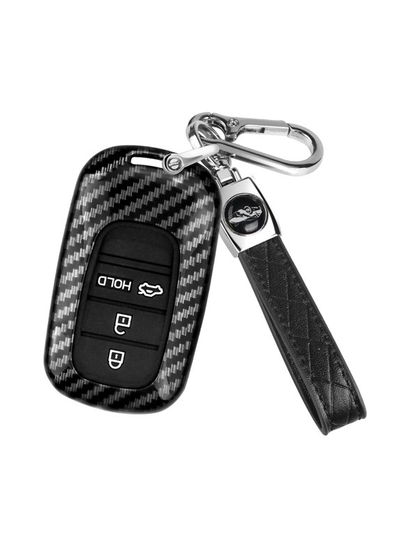 for Honda Civic Key Fob Cover, Key Case with Keychain for Honda 2023 2024 2025 Accord CR-V HR-V V Pilot SI EX EX-L Touring Carbon Fiber Key Fob Case Protector