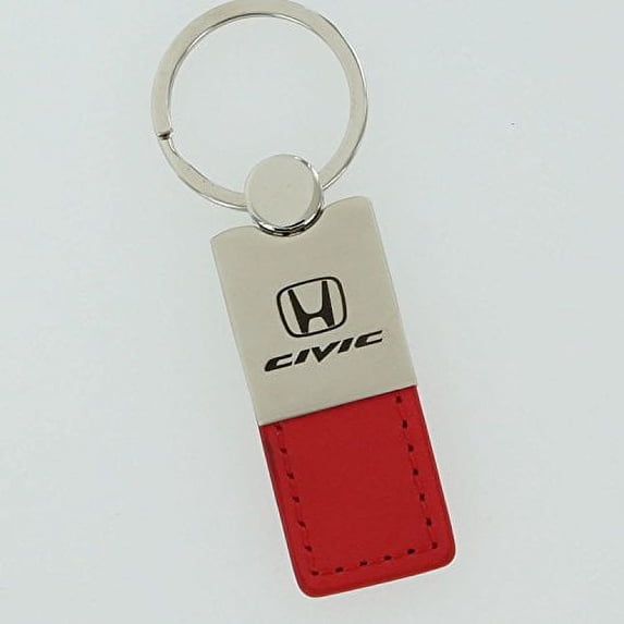 Honda Civic Keychain & Keyring - Duo Premium Red Leather