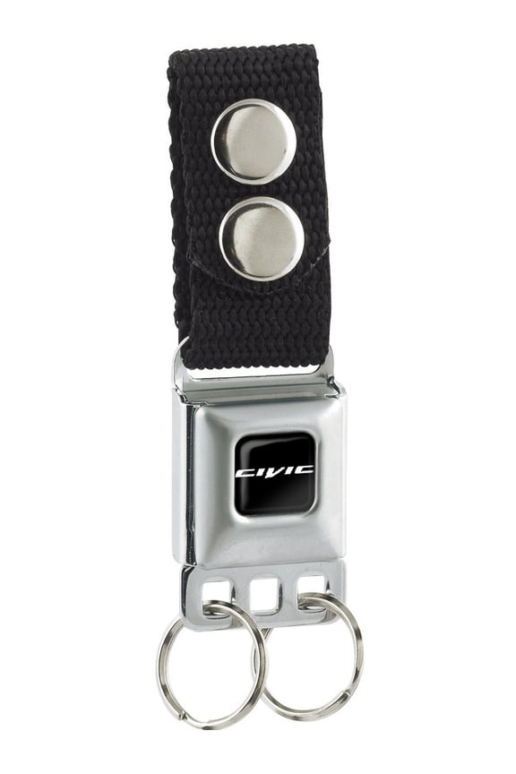 Honda Civic Logo Full Color Black/White Black Seatbelt Buckle Keychain