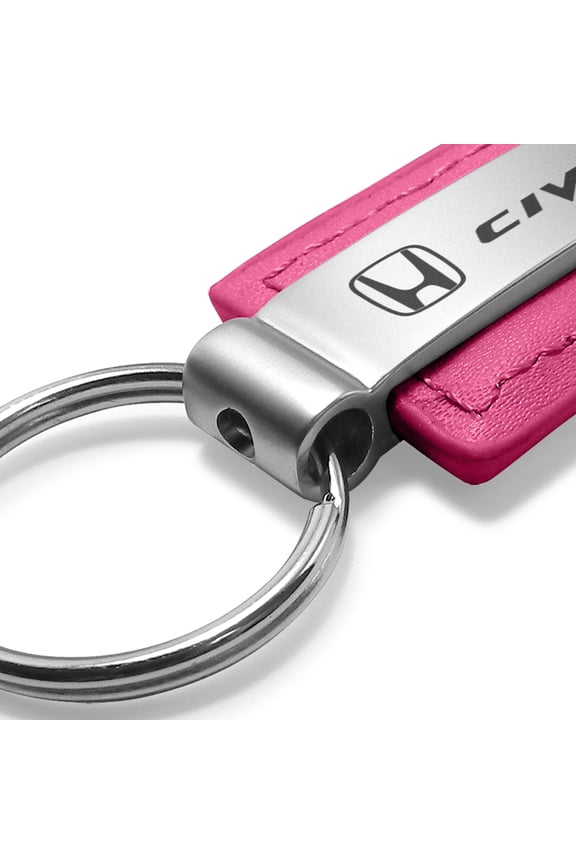 Honda Civic Pink Leather Key Chain