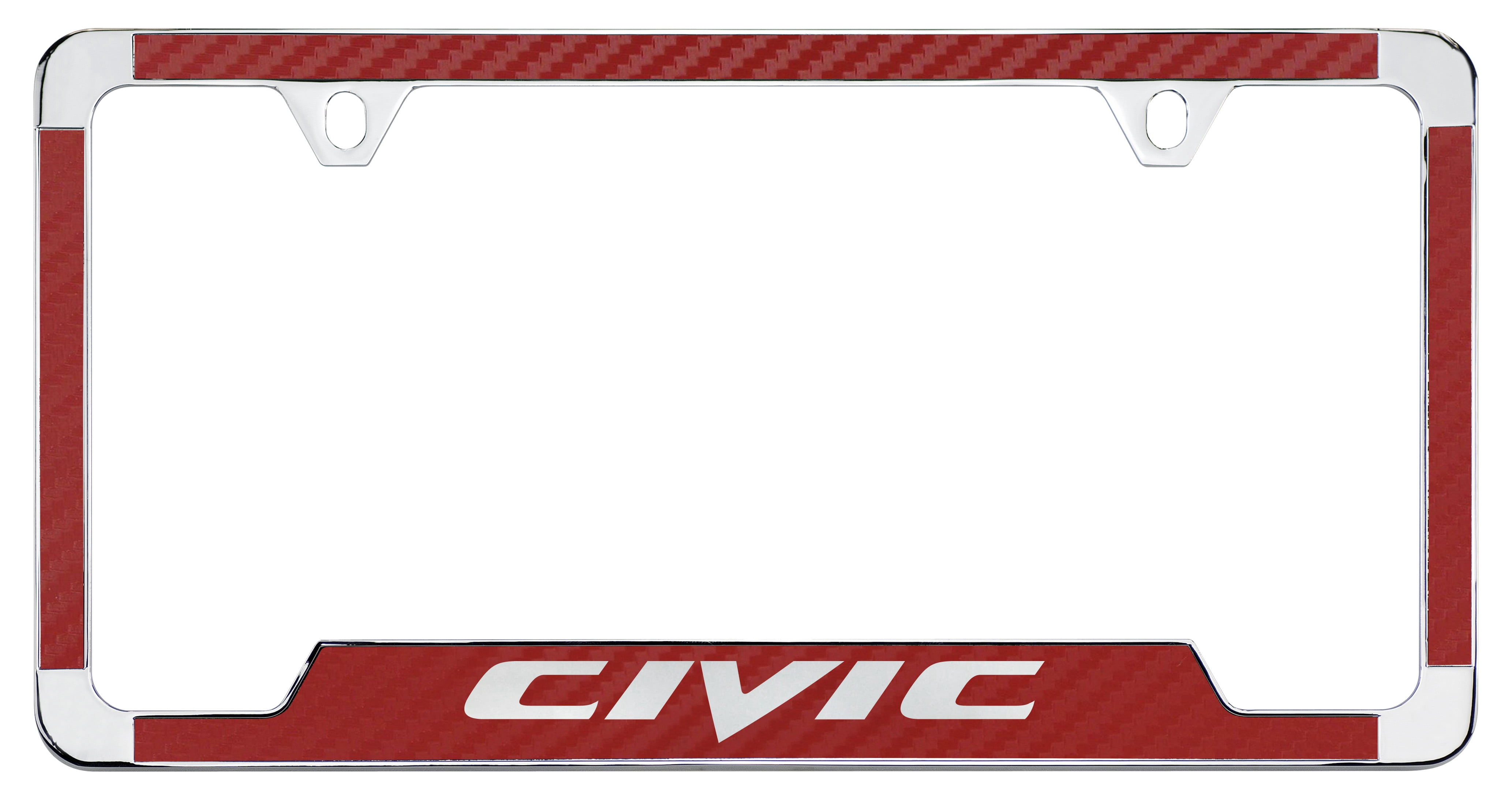 Honda Civic Red Simulated Carbon Fiber License Plate Frame Holder