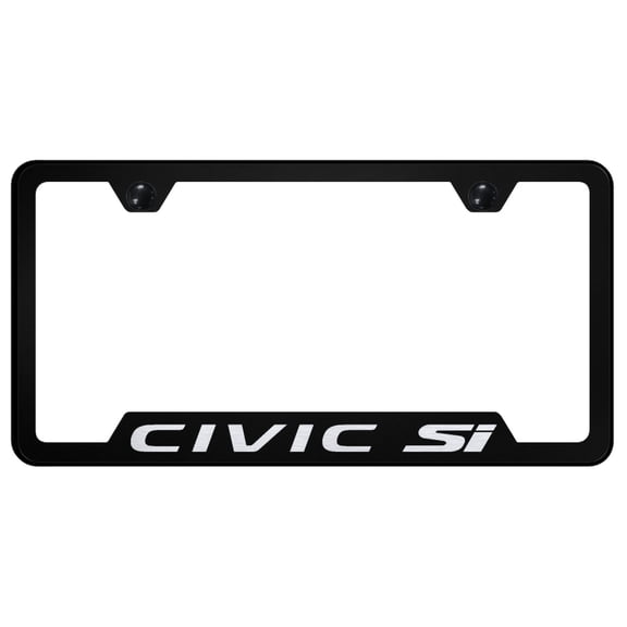 Honda Civic SI Laser Etched Logo Cut-Out License Plate Frame (Black)
