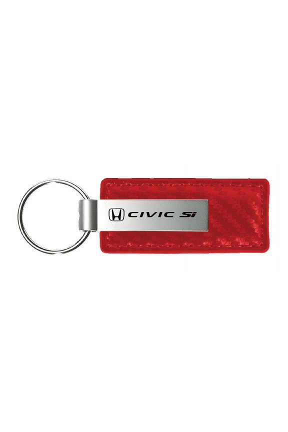 Honda Civic SI Red Carbon Fiber Texture Leather Key Chain Fob Official Licensed