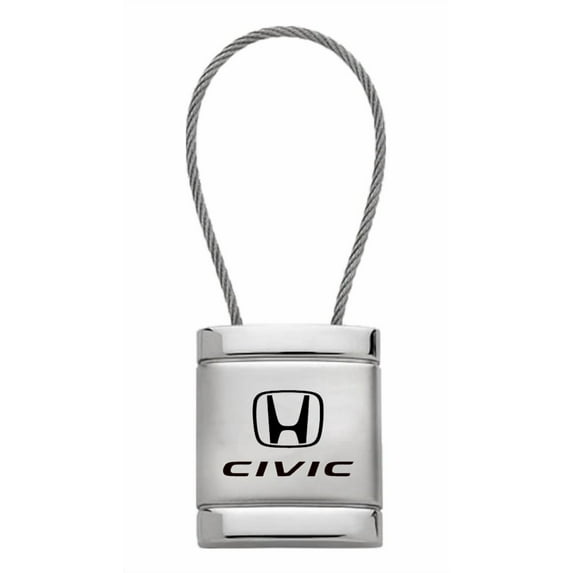 Honda Civic Satin Chrome Cable Key Ring (Silver)