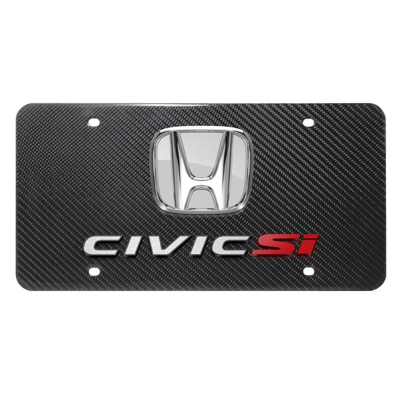 Honda Civic Si 3D Chrome Logo Dual 100% Real Carbon Fiber License Plate