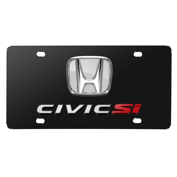 Honda Civic Si 3D Chrome Logo Dual Black Stainless Steel License Plate