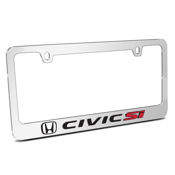 Honda Civic Si 3D Embossed Letters on Mirror Chrome Metal License Plate Frame