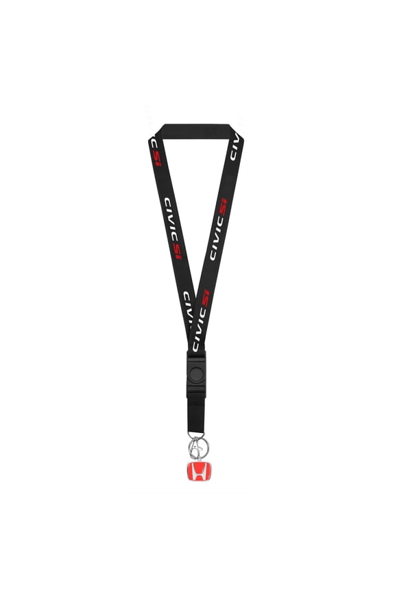 Civic Si Black Nylon Lanyard with Red H Logo Key Charm