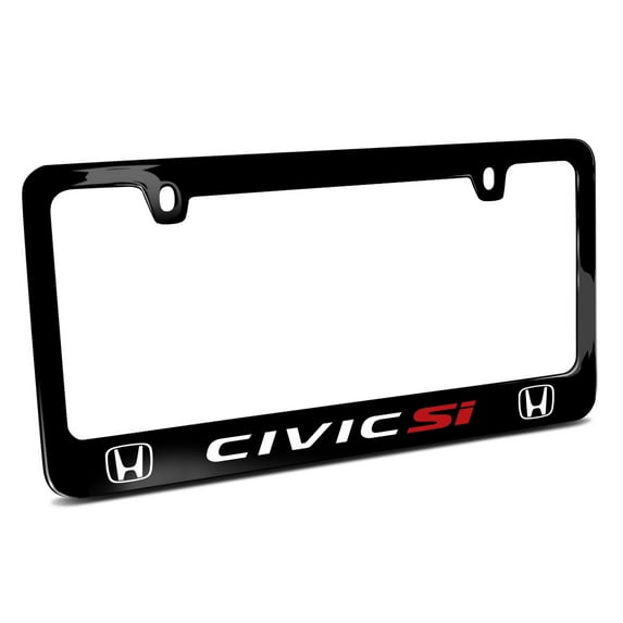 Honda Civic Si Dual Logo Black Metal License Plate Frame