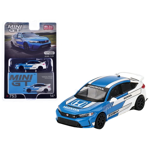 Honda Civic Type R #3 Blue and White "2023 Pace Car" Limited Edition to 4200 pieces Worldwide 1/64 Diecast Model Car by Mini GT