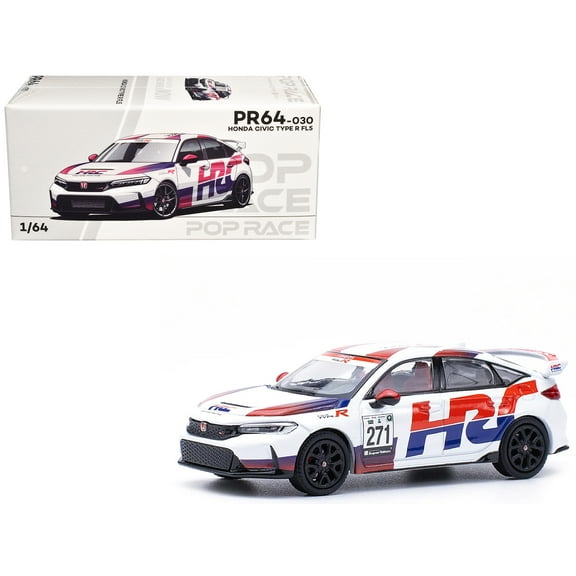 Honda Civic Type R FL5 "HRC - Honda Racing" White with Graphics 1/64 Diecast Model Car by Pop Race