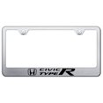 thumbnail image 1 of Honda Civic Type R Laser Etched Logo Stainless Steel License Plate Frame (Brushed Chrome), 1 of 3