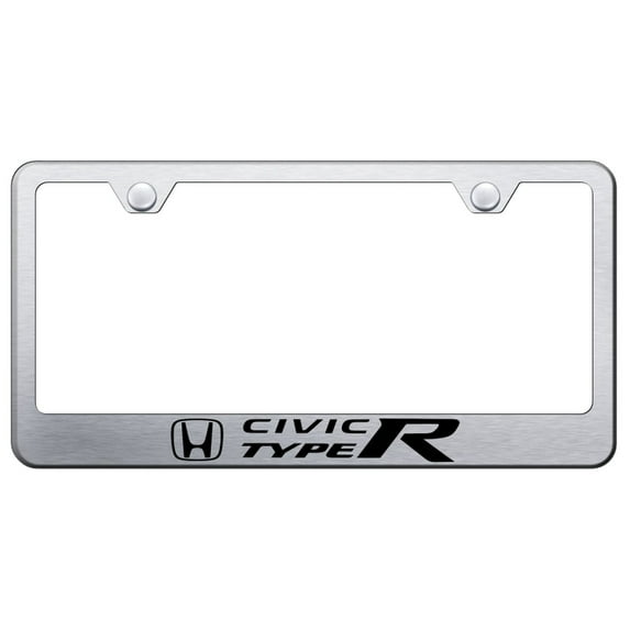 Honda Civic Type R Laser Etched Logo Stainless Steel License Plate Frame (Brushed Chrome)