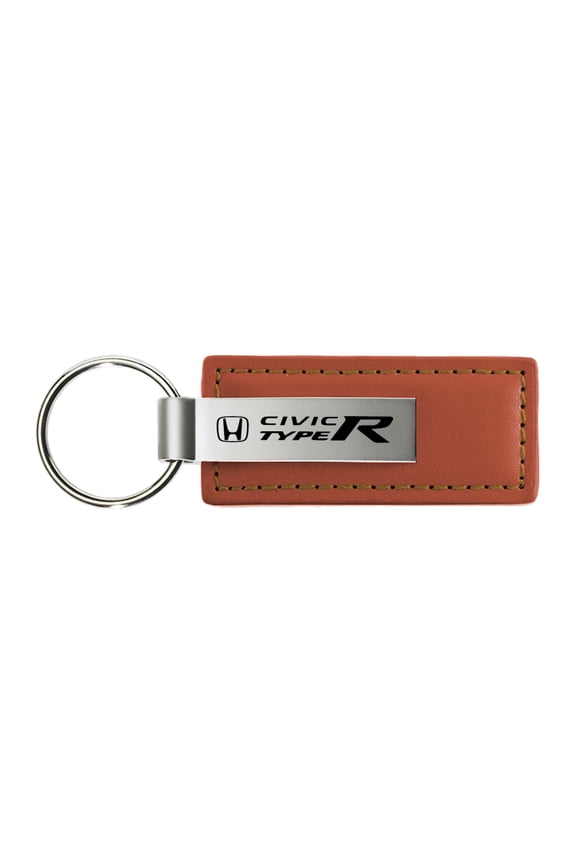Honda Civic Type R Rectangular Leather Key chain (Brown)