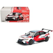 Honda Civic Type R TCR Presentation White with Graphics 1/64 Diecast Model Car by Pop Race