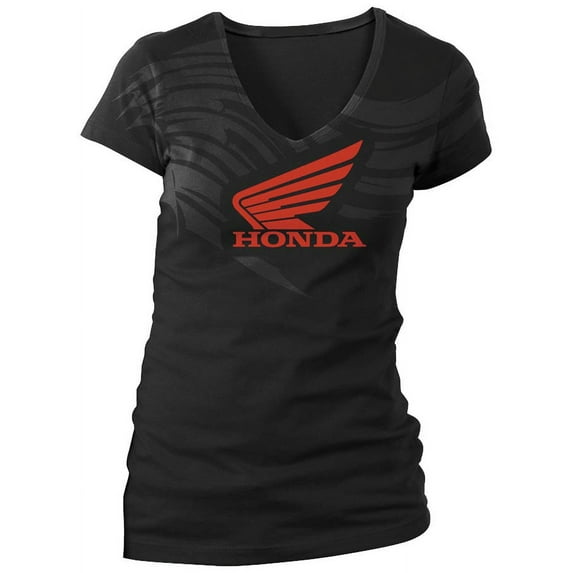Honda Collection Ladies Abstract Wings Short Sleeve Tee Black Lg 54-7268