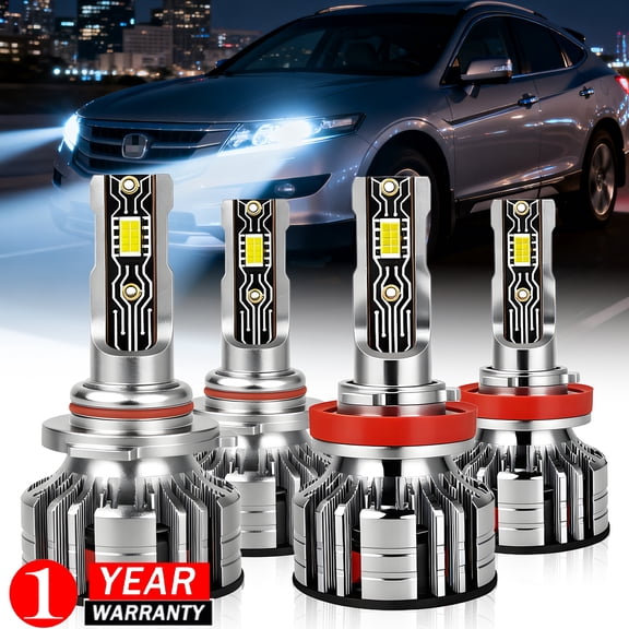 For Honda Crosstour 2012 2013 2014 30000LM High Low LED Headlights 6000K Bulbs, 4-Pack Super Bright White 9005 H11, 900% Brighter High Power Lamps, Canbus No Error