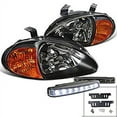 thumbnail image 1 of Honda Del Sol 2-In-1 Black Headlights Corner Lamp+8-LED DRL Fog Lamps, 1 of 2