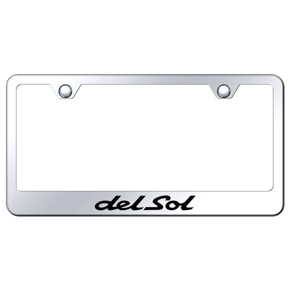 Honda Del Sol Laser Etched Logo Stainless Steel License Plate Frame (Chrome)