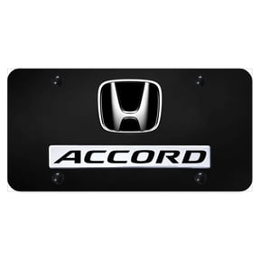 Honda Dual Logo Accord License Plate (Chrome on Black)