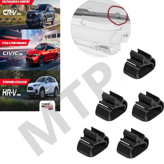 Honda Front Windshield Wiper Arm Nozzle Spray Hose Tube Clips 5x Buckle Fastener Holder for HR-V Civic CR-V Accord 2022 2023 2024 2025 2026