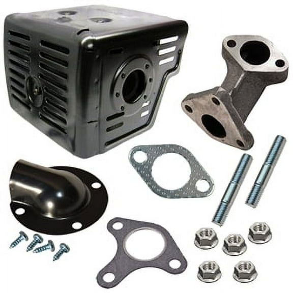 Honda GX340, GX390 muffler with shield and mounting hardware