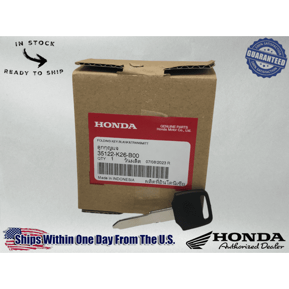 Honda Genuine OEM Key Blank Grom 125 2017 2018-19 2020-21 2022-24 35122-K26-B00