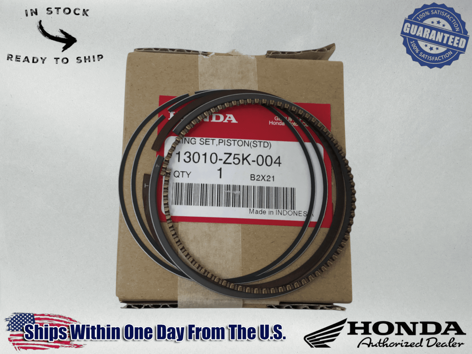 Honda Genuine OEM Piston Ring Set (STD) GX270 EM5000 EB5000 EB6500 ...