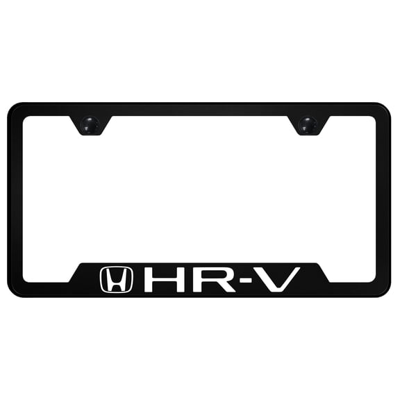 Honda HR-V Notched License Plate Frame Logo on Black Polycarbonate