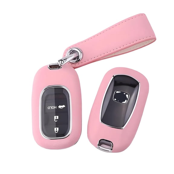 for Honda Key Fob Cover, Hard ABS Plastic Soft Coating Key Fob Case Compatible with 2022 2023 Honda Civic Accord Jade Honda Pilot CR-V XR-V HR-V City Accessories with Keychain (Pink)