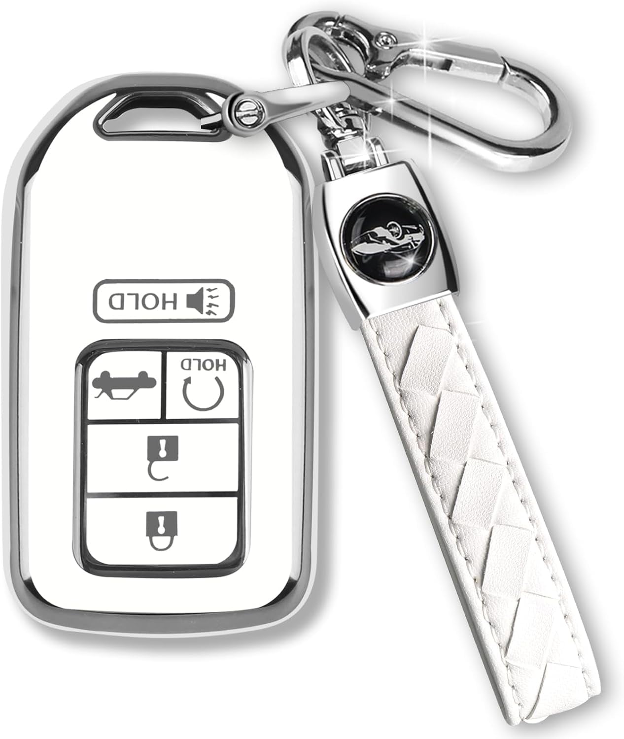 Soft TPU Key Fob Cover Case For Honda Accord, Civic, CR-V, HR-V - Protective Skin, Silver