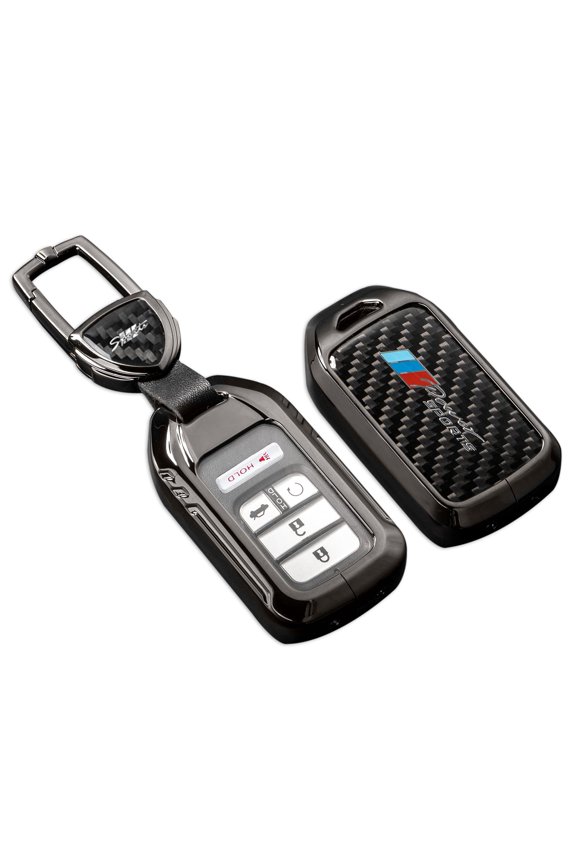 for Honda Key Fob Cover with Keychain,Real Carbon Fiber Zinc Alloy Protection Key Case Compatible with Crosstour CR-Z HR-V Smart Remote Key Shell Keyless Entery Accessories
