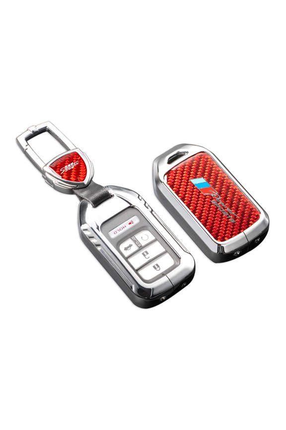 for Honda Key Fob Cover with Keychain,Real Carbon Fiber Zinc Alloy Protection Key Case Compatible with Crosstour CR-Z HR-V Smart Remote Key Shell Keyless Entery Accessories