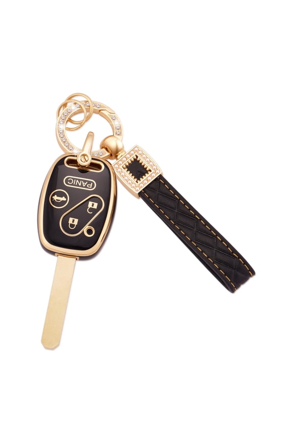 for Honda Key Fob Cover with Keychains Lanyard, 4 Buttons Soft TPU Keys Shells Girly White Key Fob Protector Compatible with Honda Accord Accord Crosstour Civic CR-V Pilot Element