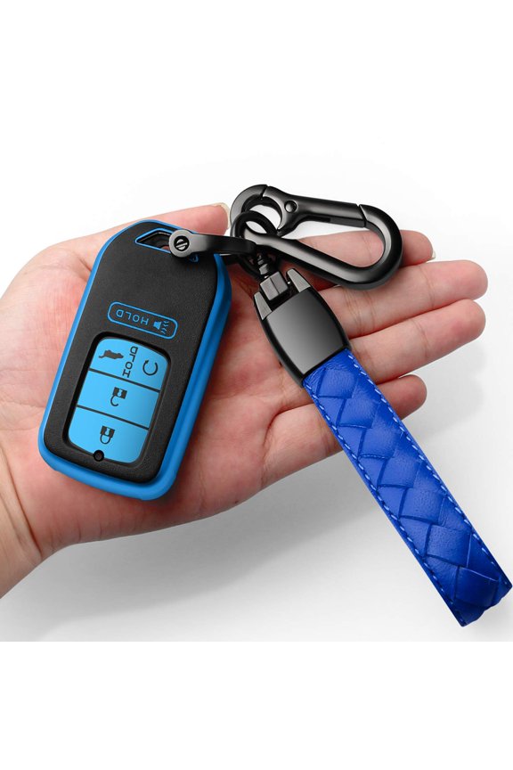 for Honda Key fob Cover with Leather Keychain,Soft TPU Full Cover Protection,Key fob case Compatible with Accord Civic CRV Pilot Odyssey Passport Smart Remote Key