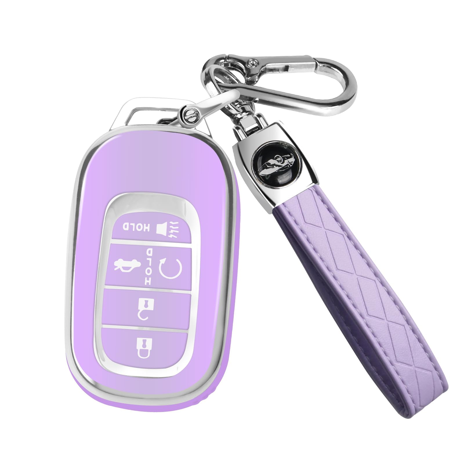 for Honda Key fob Cover, Soft TPU Car Key Case Protector with Leather Keychain Compatible with 2022 2023 2024 2025 Honda Accord Civic HR-V CR-V Pilot Odyssey smart Remote Key