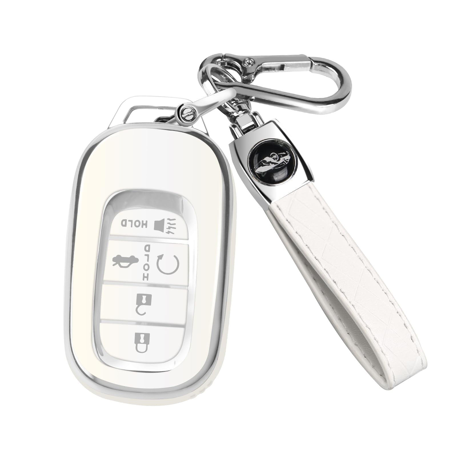 for Honda Key fob Cover, Soft TPU Car Key Case Protector with Leather Keychain Compatible with 2022 2023 2024 2025 Honda Accord Civic HR-V CR-V Pilot Odyssey smart Remote Key