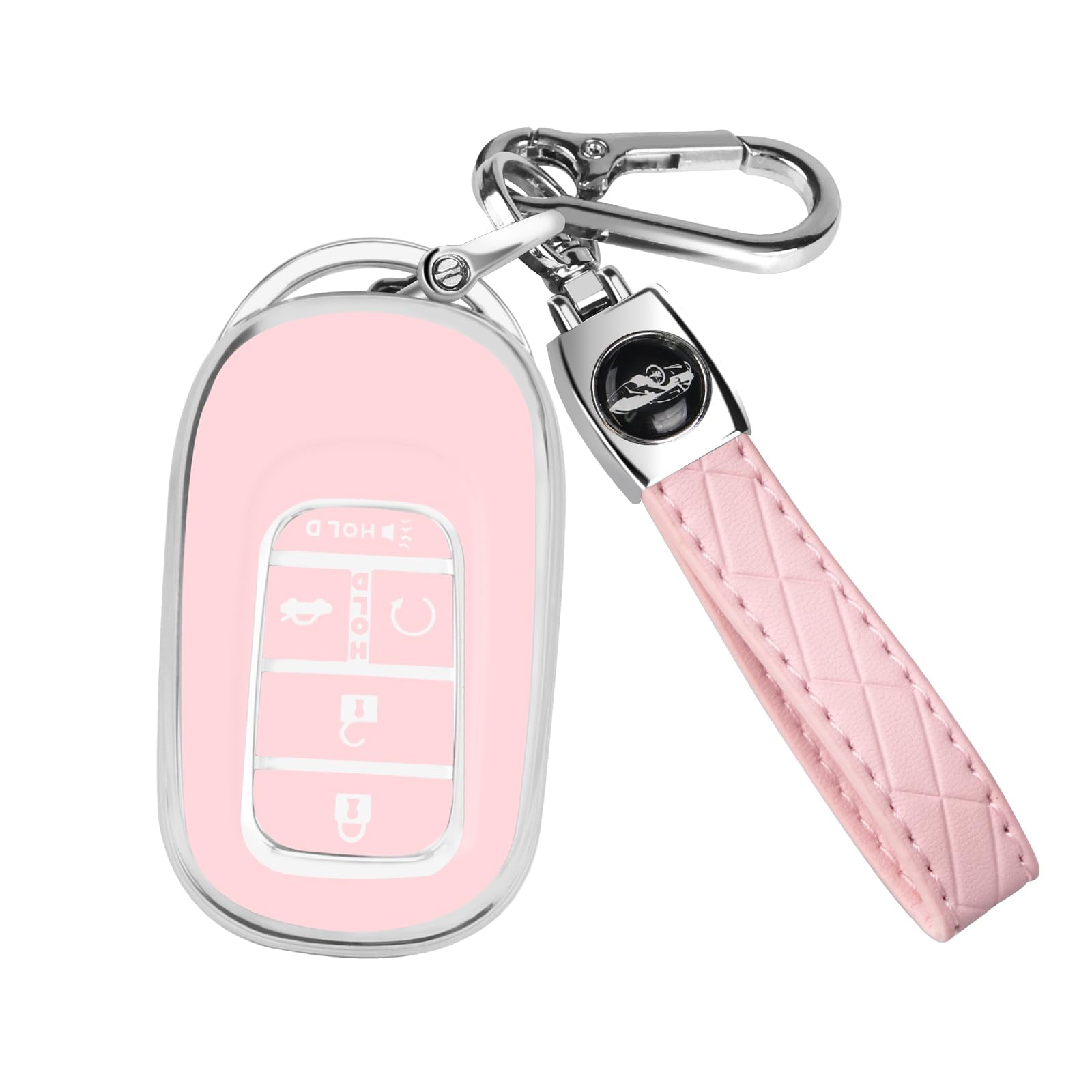 for Honda Key fob Cover, Soft TPU Car Key Case Protector with Leather Keychain Compatible with 2022 2023 2024 2025 Honda Accord Civic HR-V CR-V Pilot Odyssey smart Remote Key