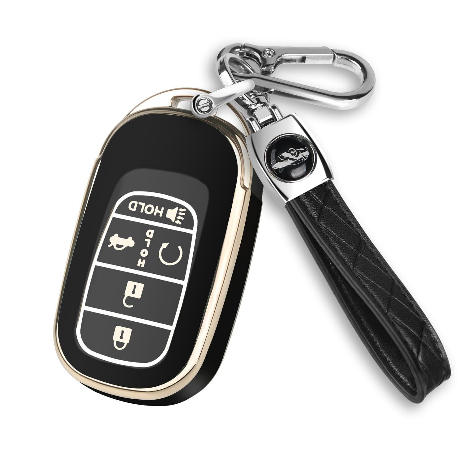 for Honda Key fob Cover, Soft TPU Car Key Case Protector with Leather Keychain Compatible with 2022 2023 2024 2025 Honda Accord Civic HR-V CR-V Pilot Odyssey smart Remote Key