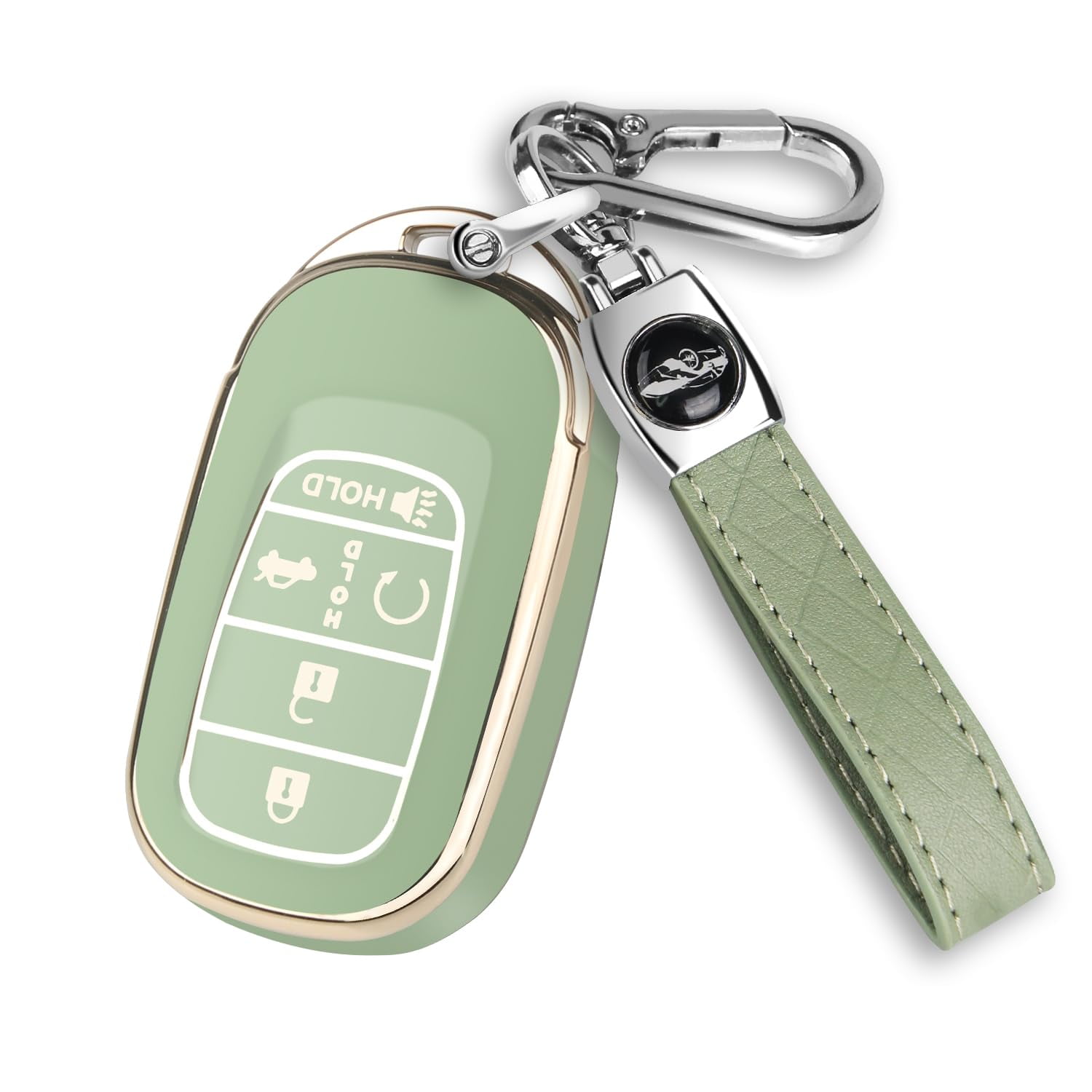 for Honda Key Fob Cover, Soft TPU Car Key Case Protector with Leather Keychain Compatible with Honda Accord Civic HR-V CR-V Pilot Odyssey Smart Remote Key Keychain