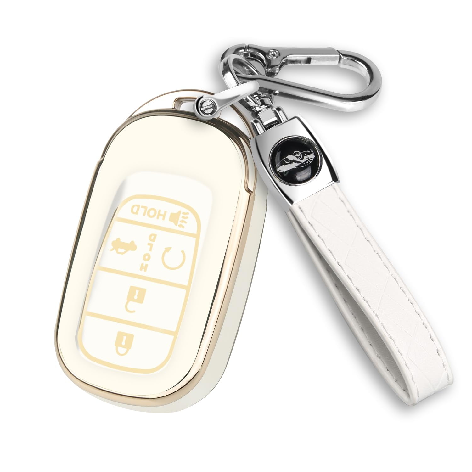 for Honda Key fob Cover, Soft TPU Car Key Case Protector with Leather Keychain Compatible with 2022 2023 2024 2025 Honda Accord Civic HR-V CR-V Pilot Odyssey smart Remote Key