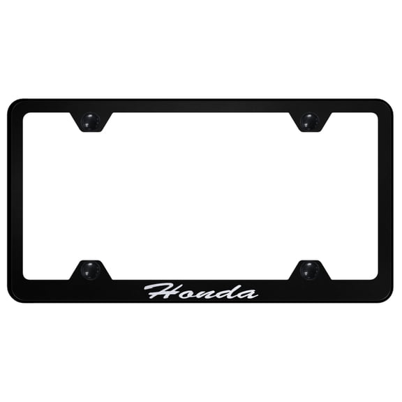 Honda Laser Etched Script Stainless Steel Wide Body License Plate Frame (Black)