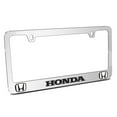 thumbnail image 1 of Honda Logo Dual Logo 3D Embossed Letters on Mirror Chrome Metal License Plate Frame, 1 of 8