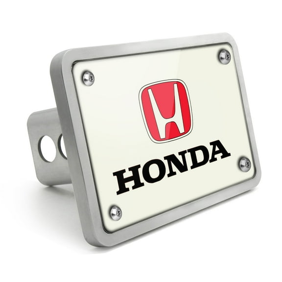 Honda Logo in Red UV Graphic White Billet Aluminum 2 inch Tow Hitch Cover