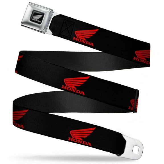 Honda Motorsports Belt, Seatbelt Buckle Belt, Honda Motorcycle Logo Black Red, 30 to 44 Inches