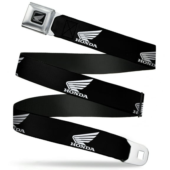 Honda Motorsports Belt, Seatbelt Buckle Belt, Honda Motorcycle Logo Black White, 30 to 44 Inches