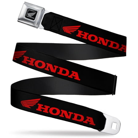 Honda Motorsports Belt, Seatbelt Buckle Belt, Honda Wing Logo Black Red, 30 to 44 Inches